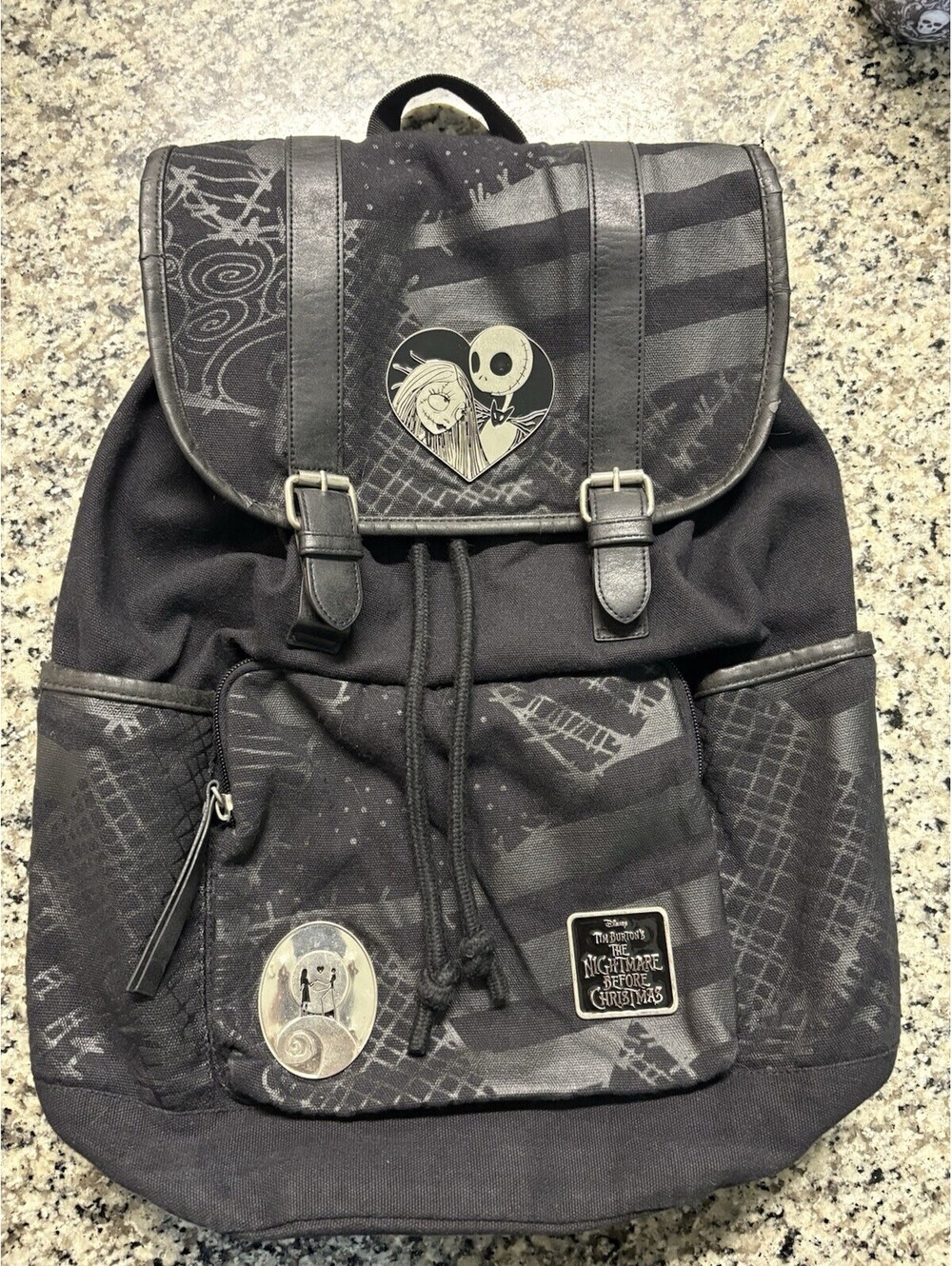 Nightmare Before Christmas, BioWorld Backpack With Jack & Sally With Enamel Pins